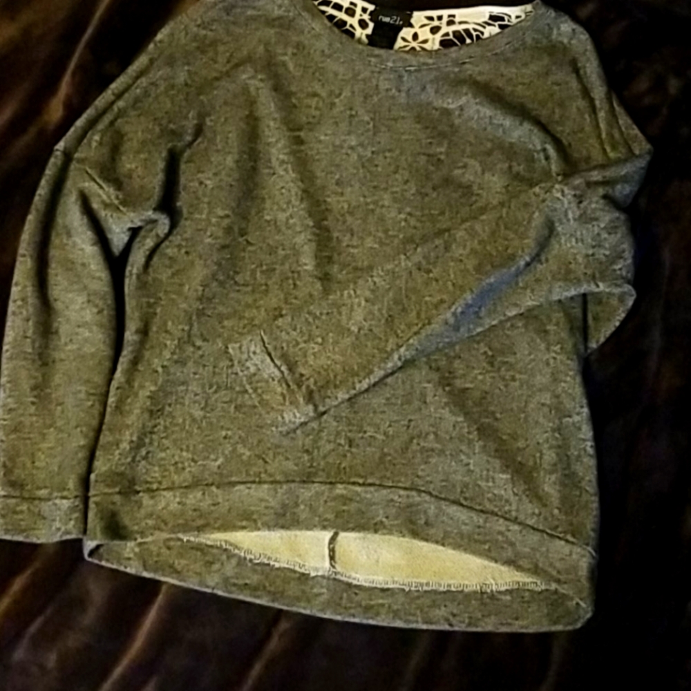 Grey sweater with lace back